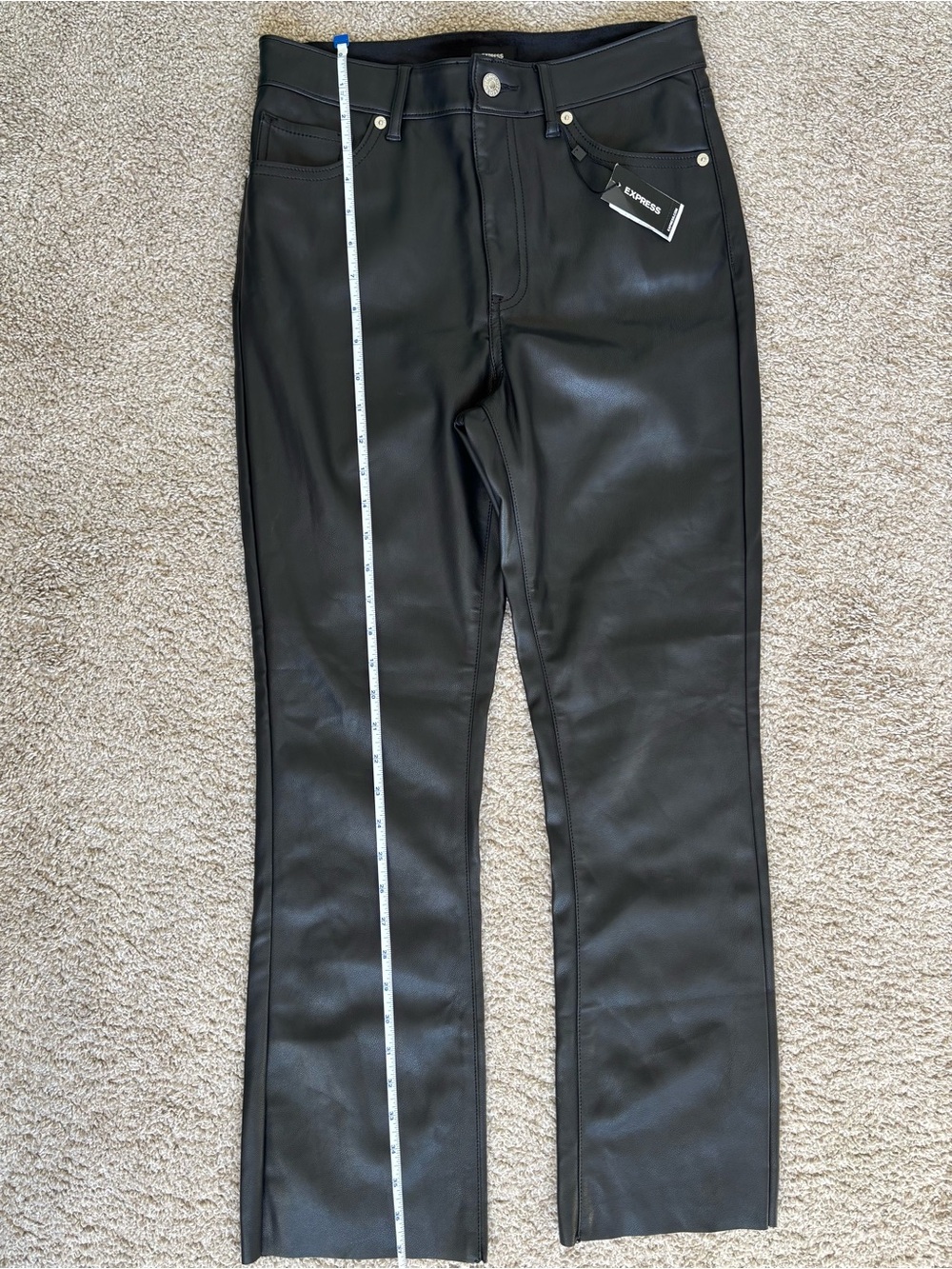 Minimalist Express Cropped Flare Faux Leather Pants 4R Black NWT Matrix - Picture 3 of 9